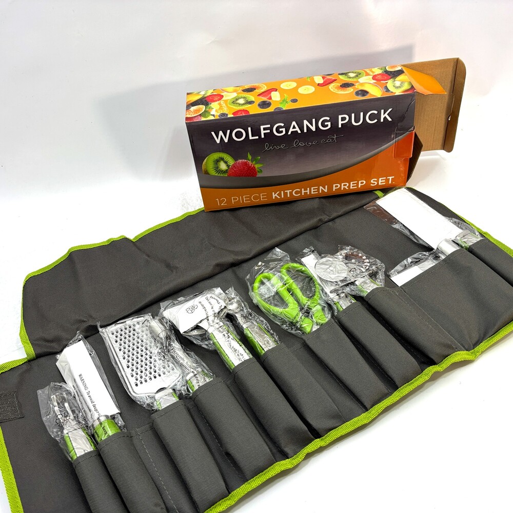 Wolfgang Puck 12-Piece Kitchen Prep Tool Set w/ Storage Roll New Open Box